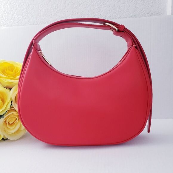 Anthropologie The Brea Faux Leather Shoulder / Crescent Shape Bag Coral NWT - Picture 5 of 10